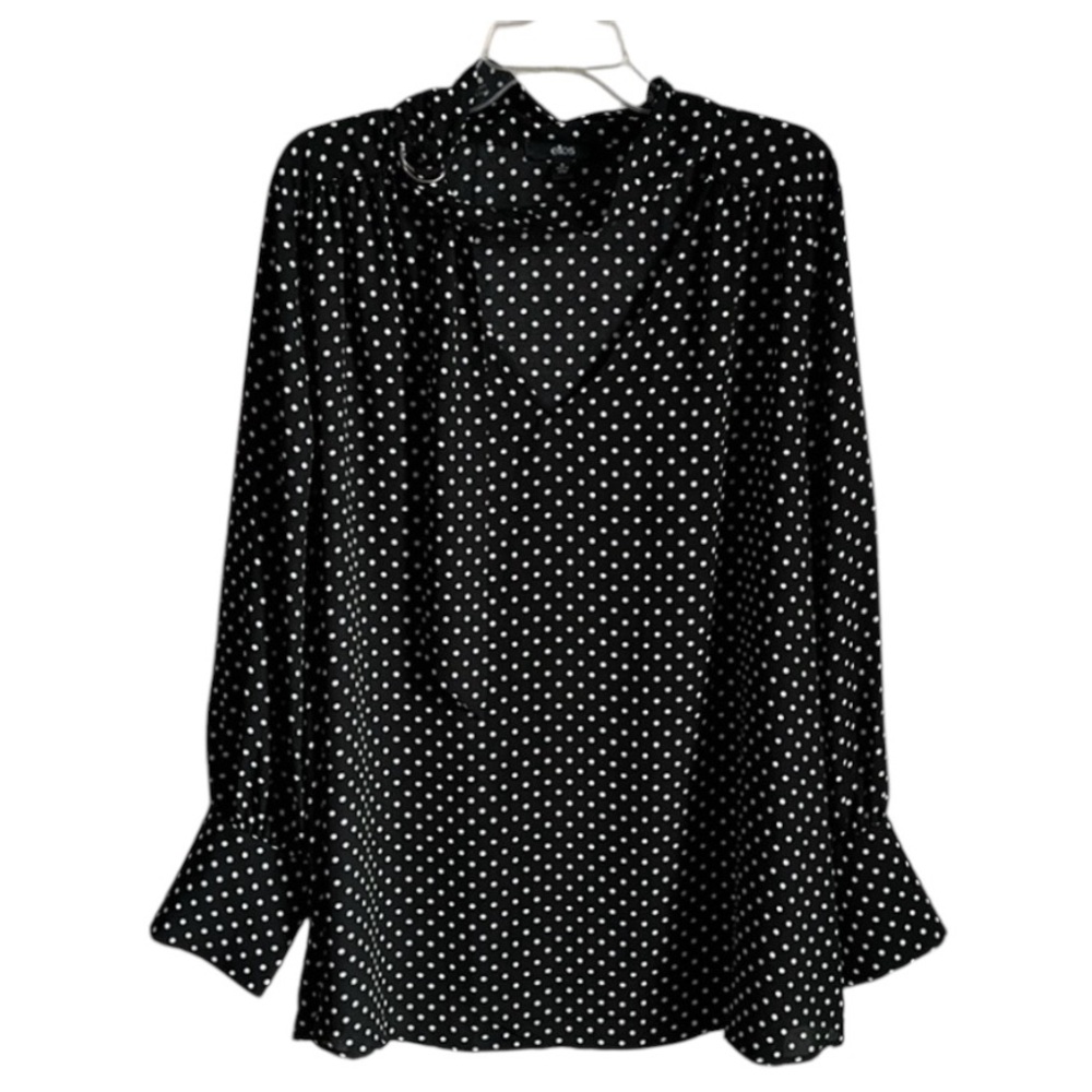 B2- Ellos - black w/ white polka dots blouse Ellos 26